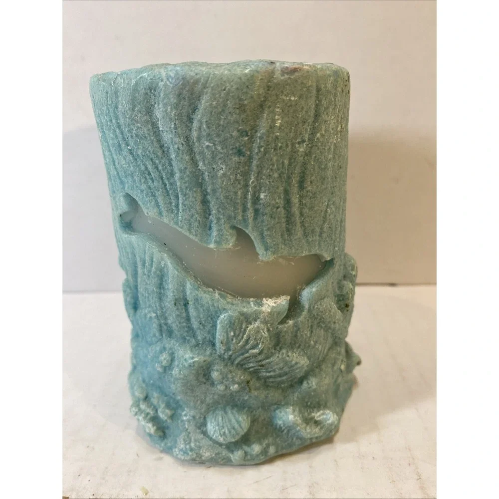 Ocean Dolphin Glowing Art Wax Candle Lassen Collection‎ Lava Enterprise 2000 New